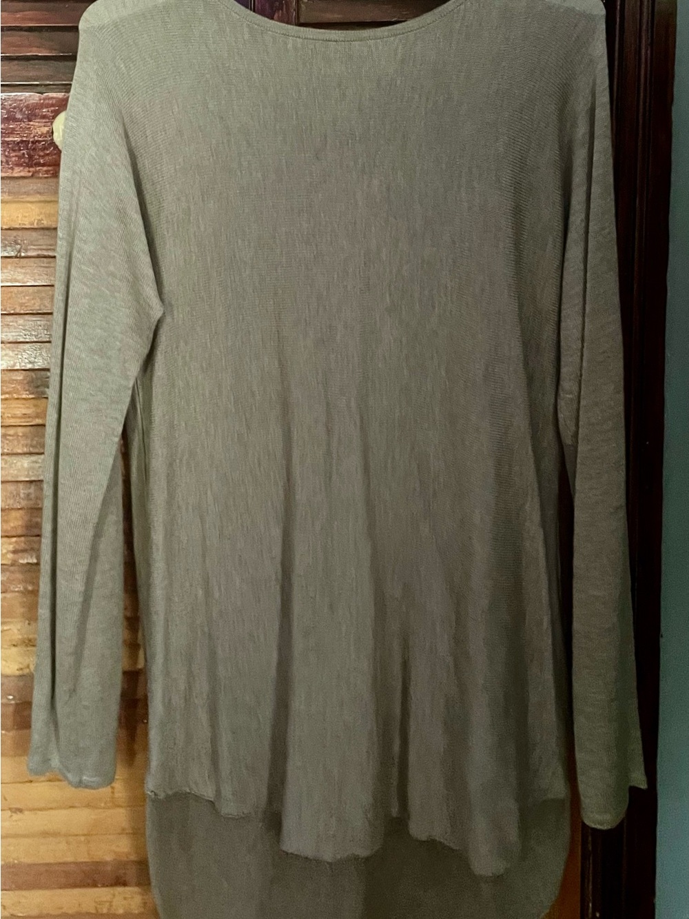 Joan Vass Women's Scoop Neck Long-Sleeve Sweater in Olive